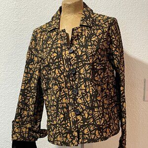 NWT $210 NOEN Black Camel Scribble Jacket 36 / 6 Small
